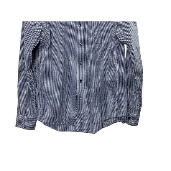 Tasso Elba Blue & White Check Long Sleeve Button Up Shirt Men's Small 14-14.5 - Picture 5 of 5